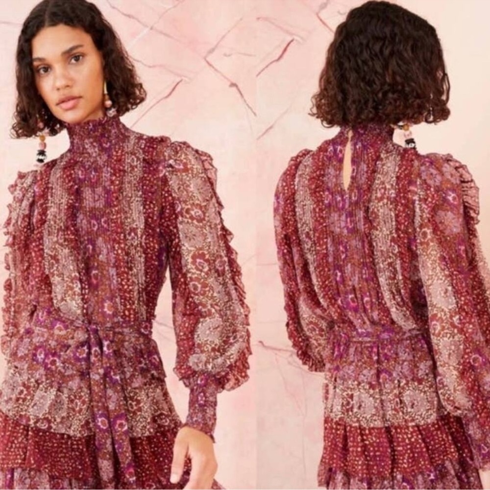 ULLA Johnson Elita Long Sleeve Top- Claret